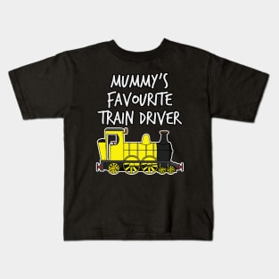 Mummy's Favourite Train Driver Kids Steam Engine (Yellow) Kids T-Shirt